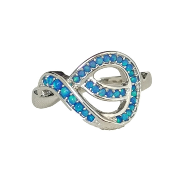 NEW, sterling silver blue opal love knot Ring size 6 - Picture 2 of 6